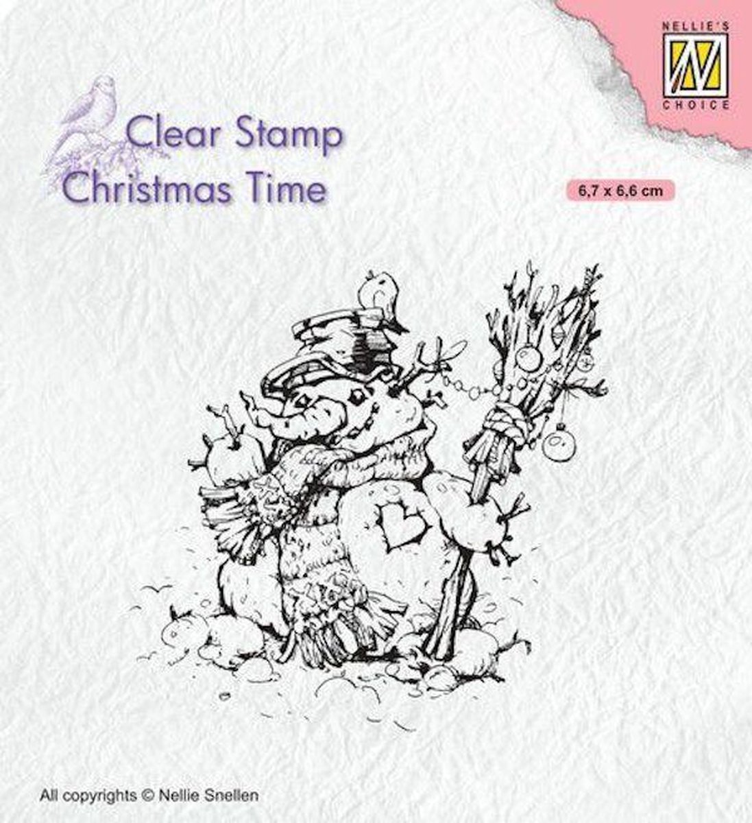 CT034 Clearstamp Nellie Snellen Christmas time Snowman - stempel kerstmis - sneeuwman - 1 stuks 6,7 x 6,6 cm